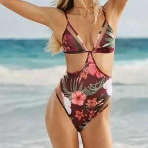 Victorias Secret Floral Cutout One-Piece Swimsuit